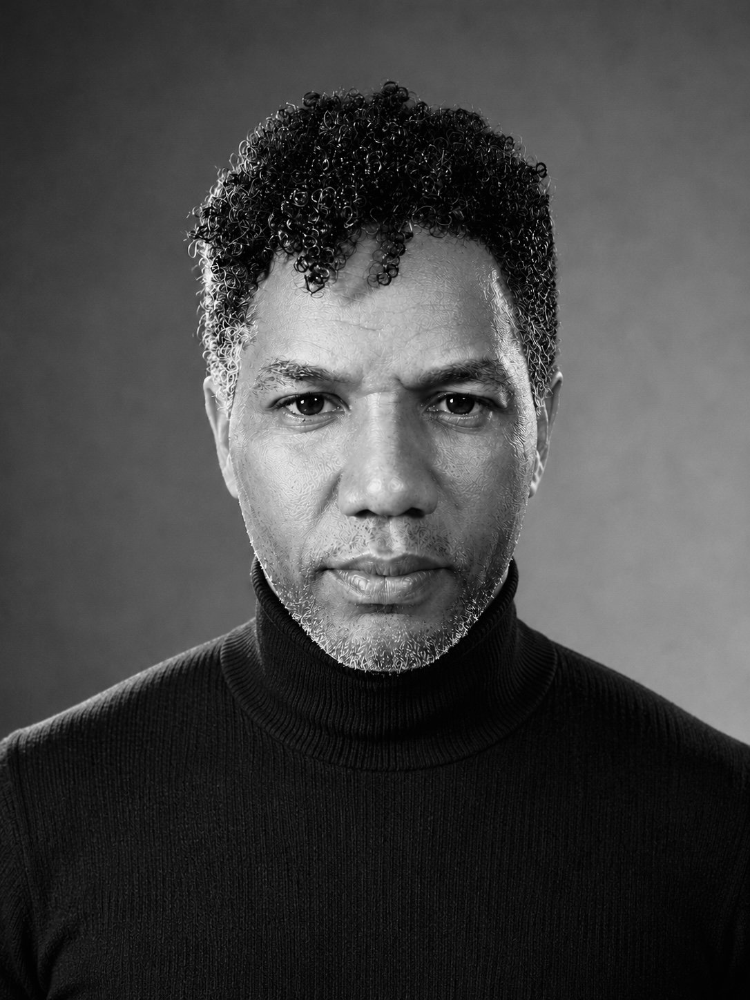 Retrato en blanco y negro de YJ. Montenegro